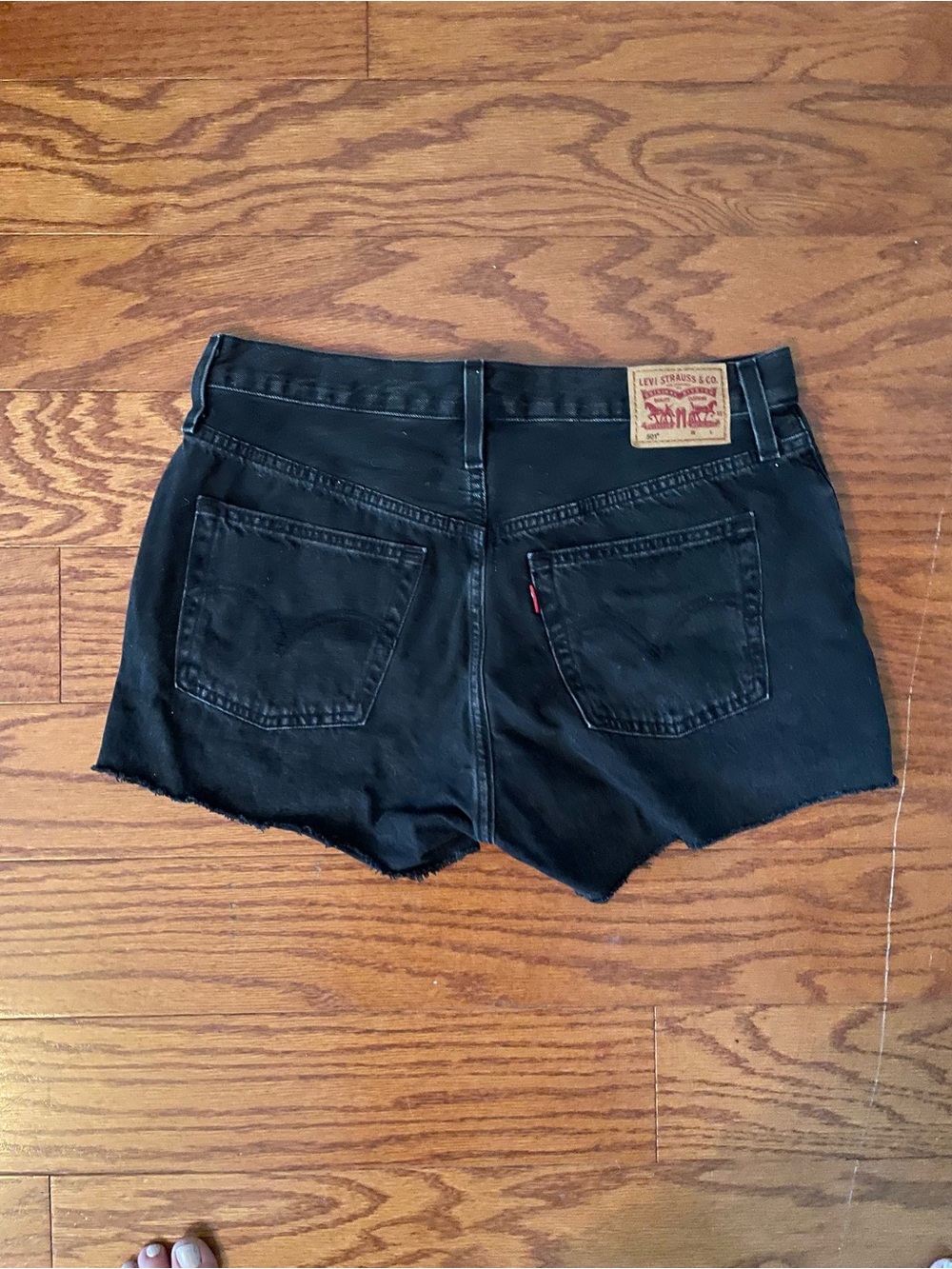 Levi's Black Denim Frayed Cutoff Shorts